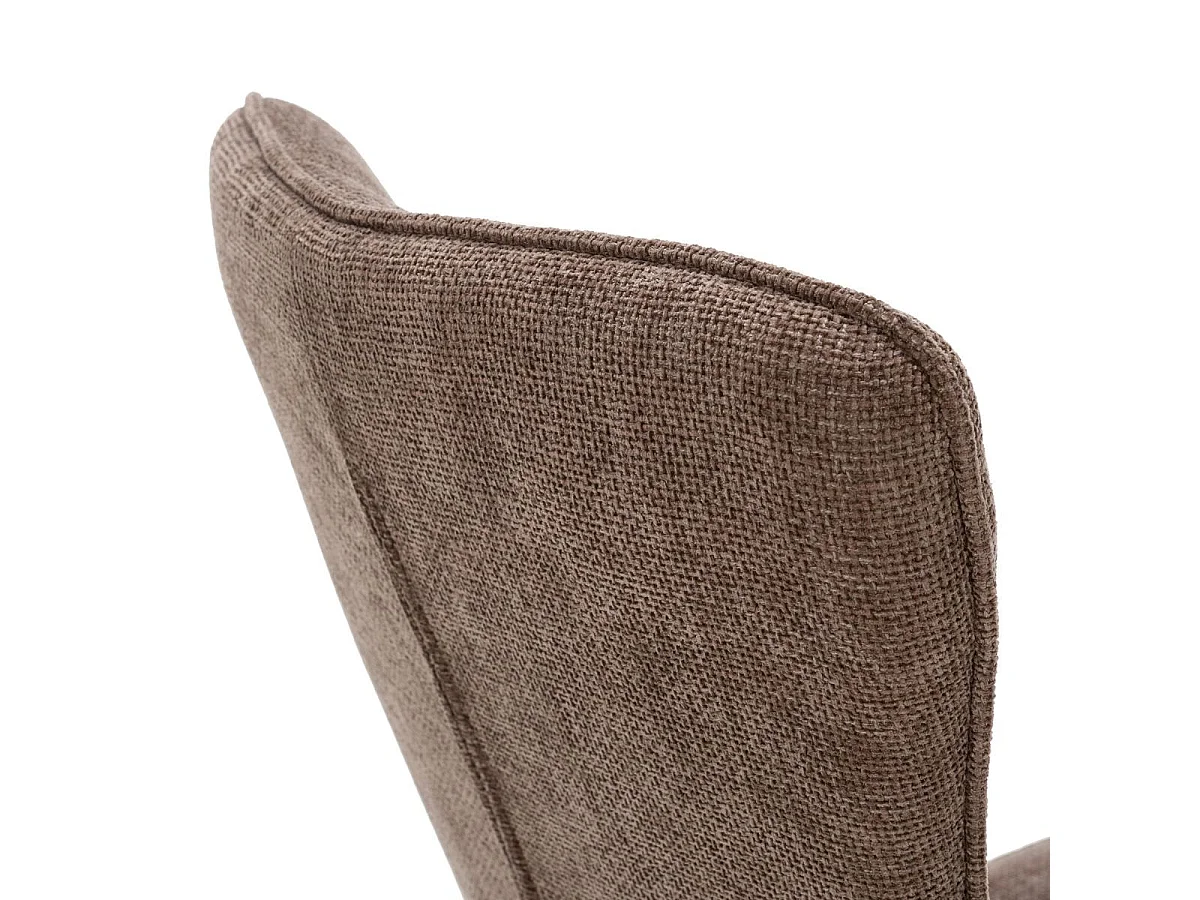 Lot de 4 chaises en tissu polyester doux chocolat et pieds en métal laqué noir - DAMYAN