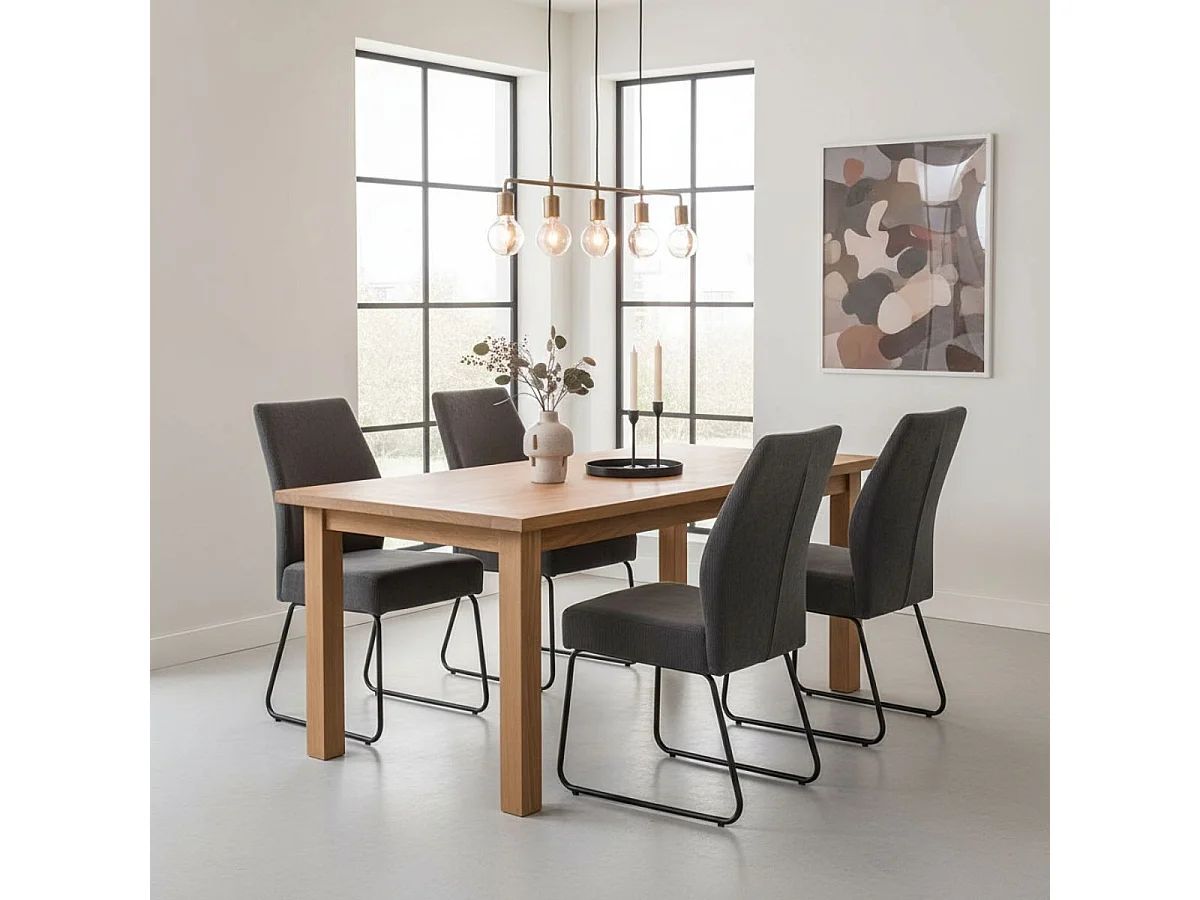 Lot de 4 chaises en velours côtelé et pieds en métal laqué coloris gris anthracite - ALIAN