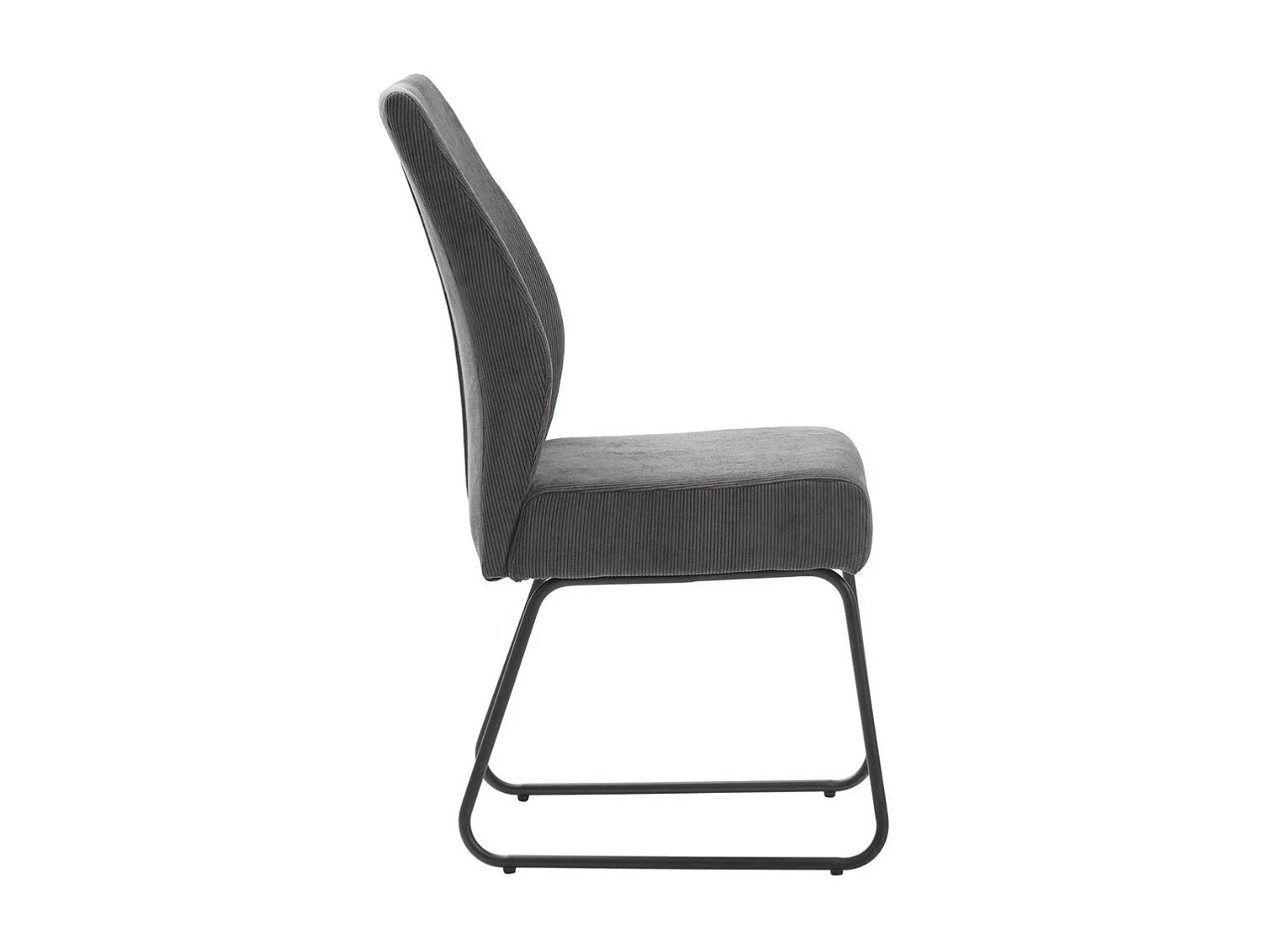 Lot de 4 chaises en velours côtelé et pieds en métal laqué coloris gris anthracite - ALIAN