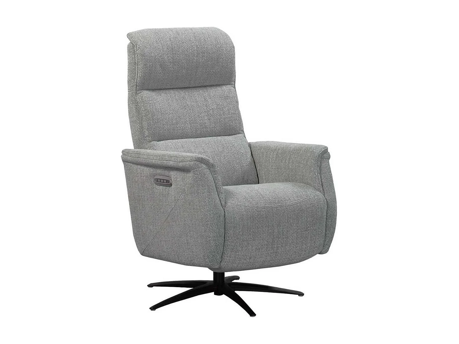 Fauteuil relax électrique pivotant tri-moteur tissu croisé gris graphite réglable en hauteur - JOHNY