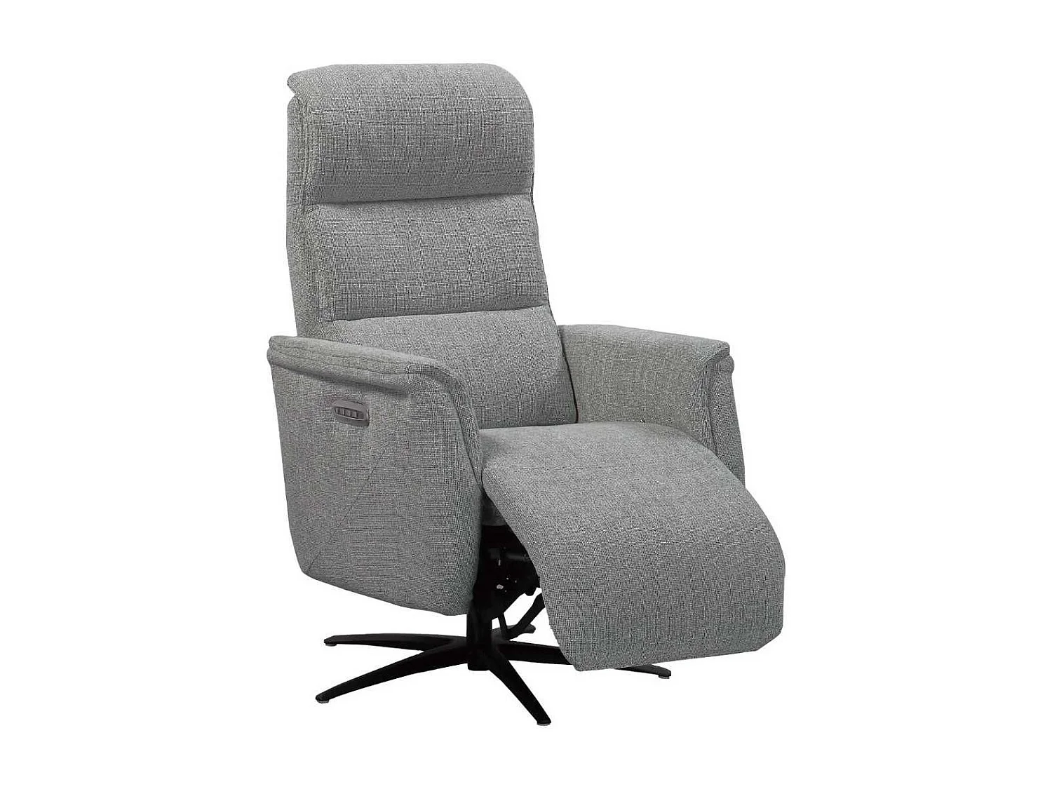 Fauteuil relax électrique pivotant tri-moteur tissu croisé gris graphite réglable en hauteur - JOHNY