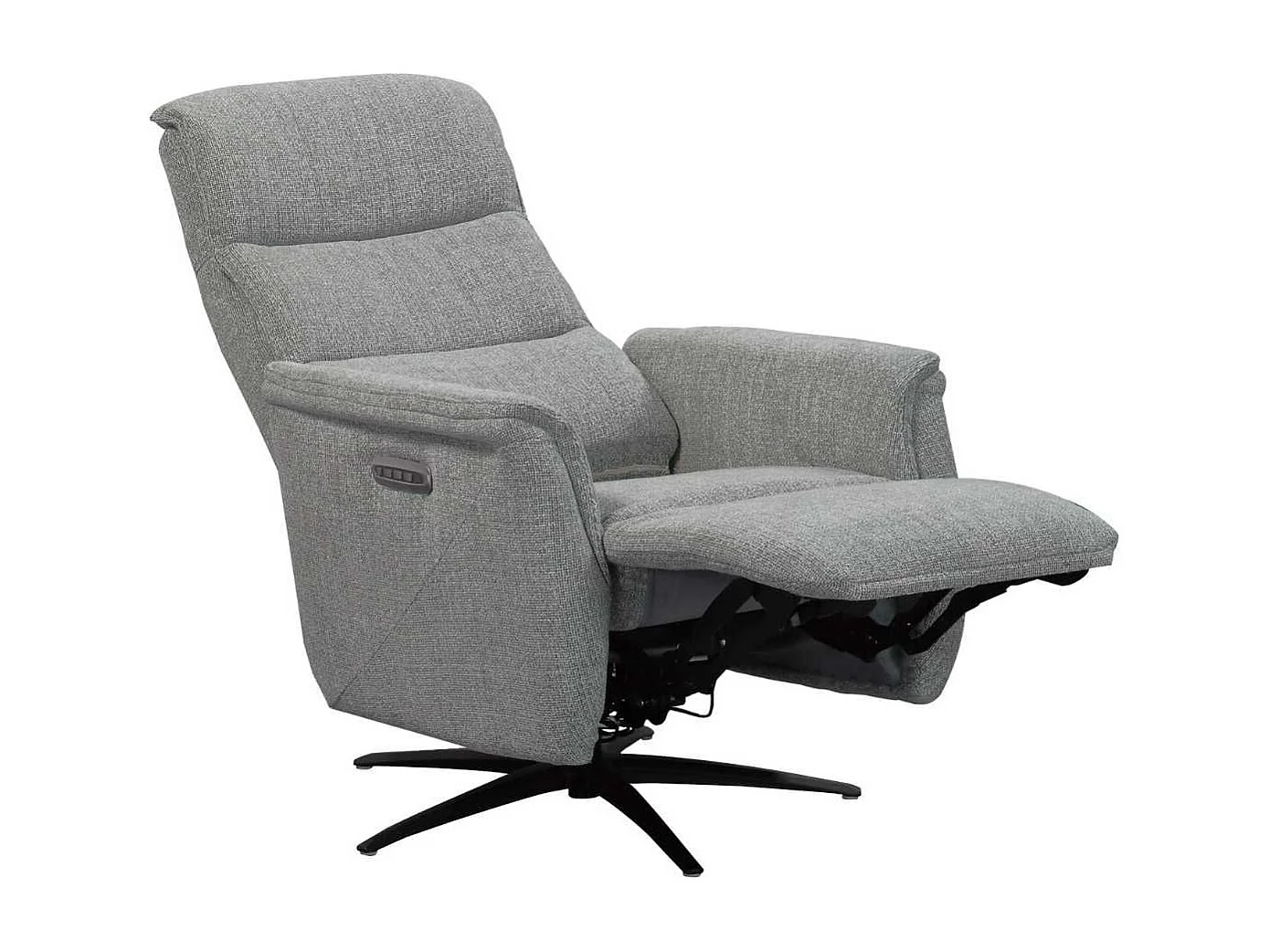 Fauteuil relax électrique pivotant tri-moteur tissu croisé gris graphite réglable en hauteur - JOHNY