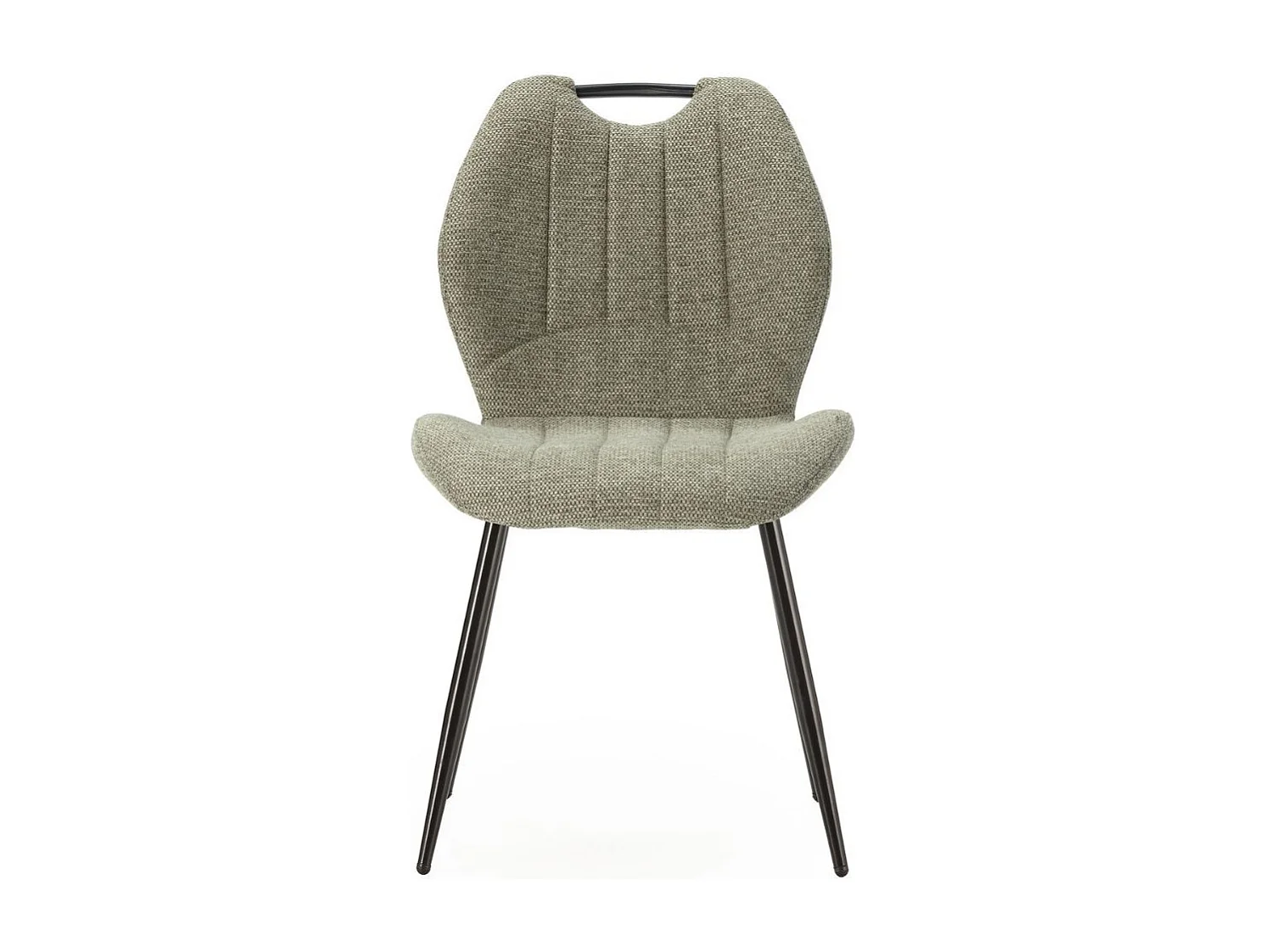 Lot de 4 chaises en tissu polyester maillé vert avec poignée et pieds en métal laqué noir - MILDA