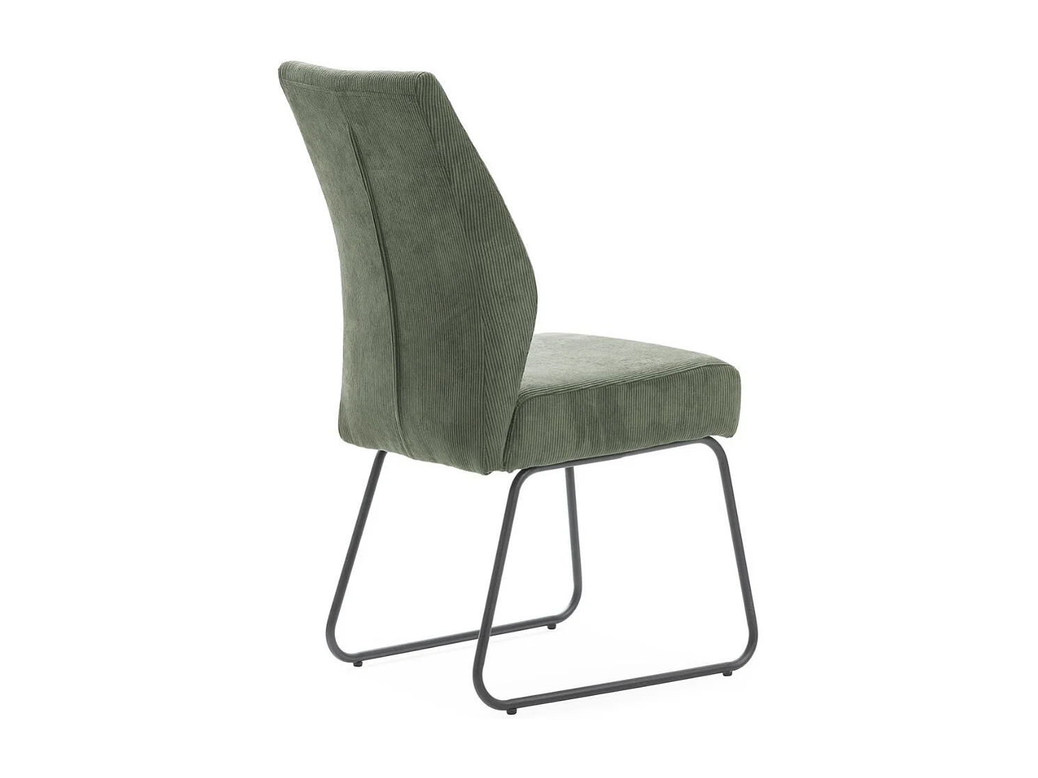 Lot de 4 chaises en velours côtelé et pieds en métal laqué coloris vert - ALIAN