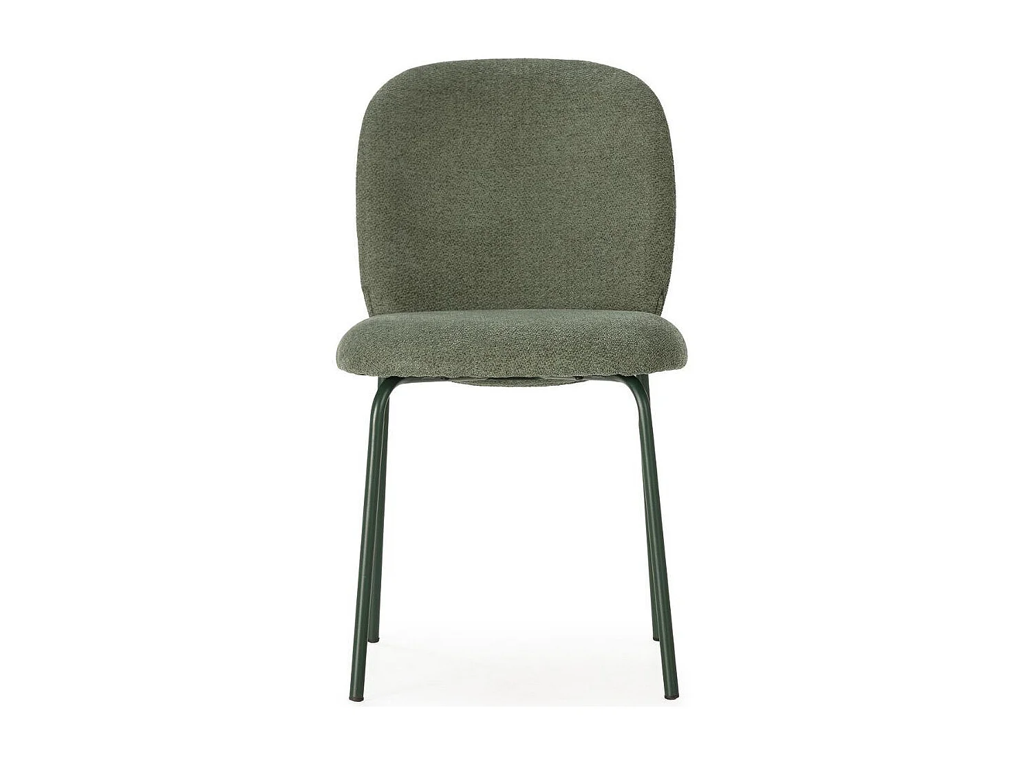 Lot de 4 chaises en tissu polyester doux vert et pieds en métal laqué noir - DARRIS