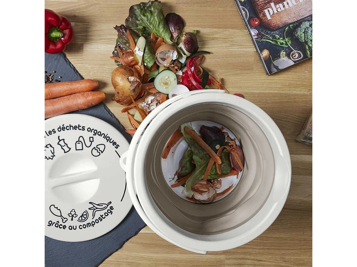 Seau à Compost Pliable 5L avec Anse et Couvercle - DAMIR