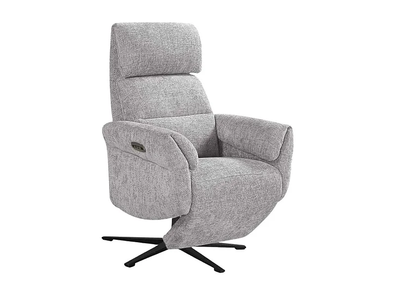 Fauteuil relax électrique pivotant tissu maillé ultra doux gris - LAMA