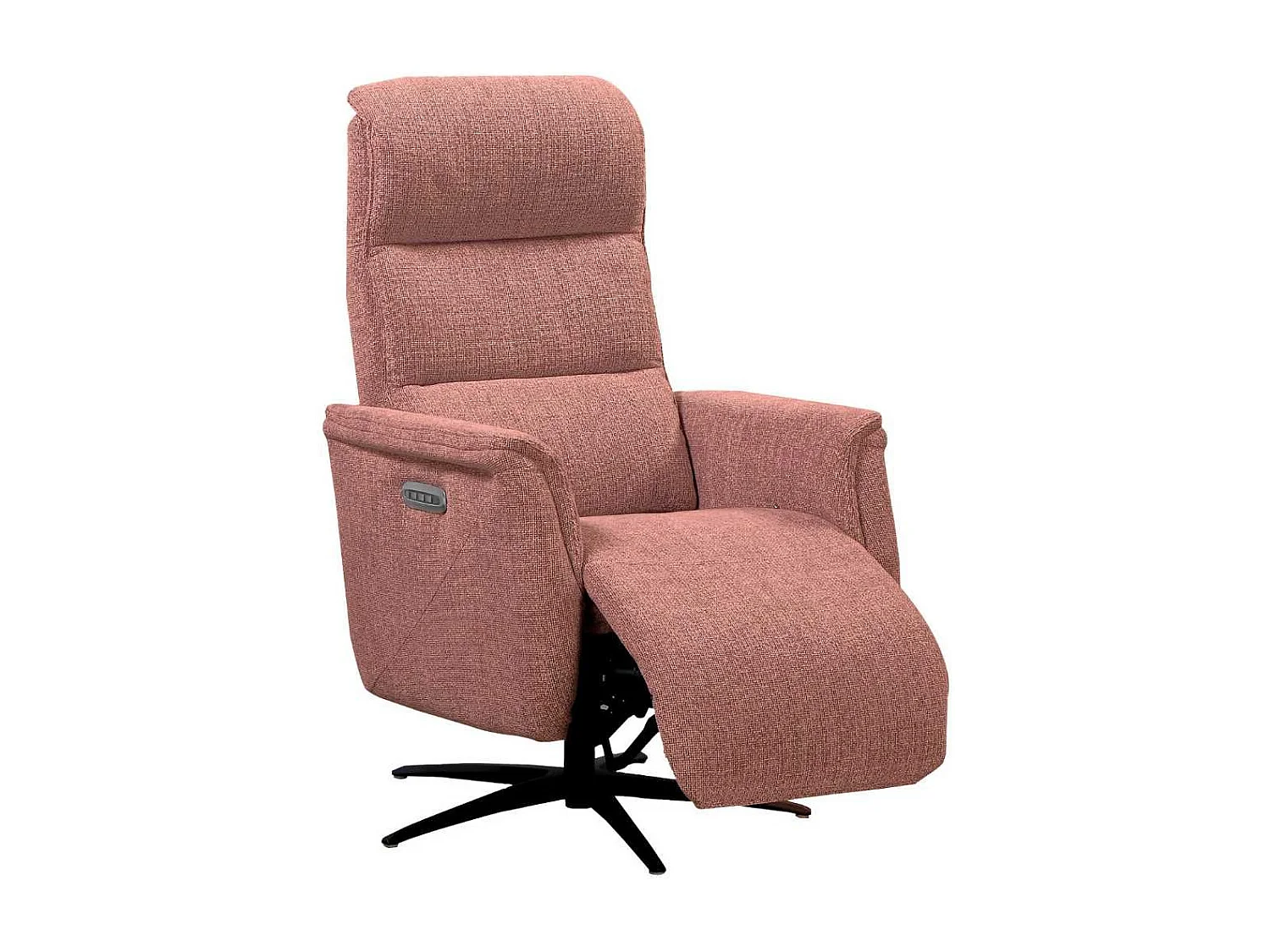 Fauteuil relax électrique pivotant tri-moteur tissu croisé brique réglable en hauteur - JOHNY