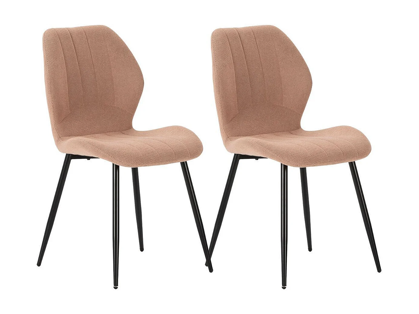 Lot de 2 chaises en tissu polyester maillé saumon et pieds en métal laqué noir - MALDI