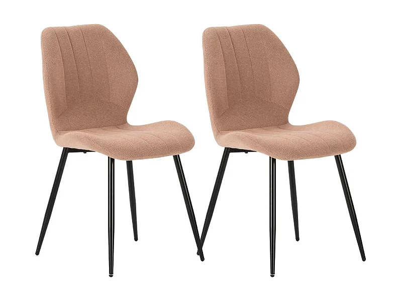 Lot de 2 chaises en tissu polyester maillé saumon et pieds en métal laqué noir - MALDI