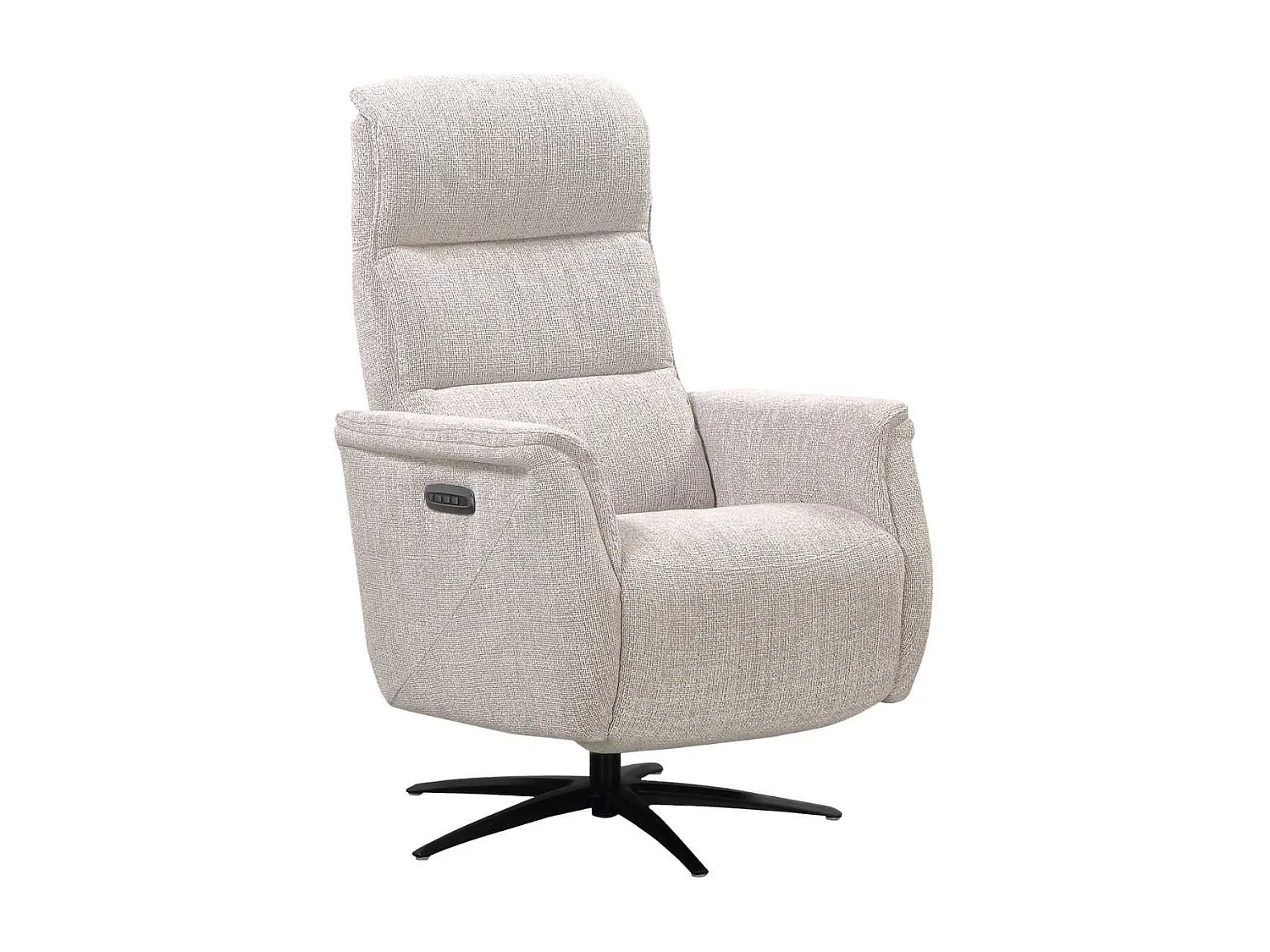 Fauteuil relax électrique pivotant tri-moteur tissu croisé naturel réglable en hauteur - JOHNY