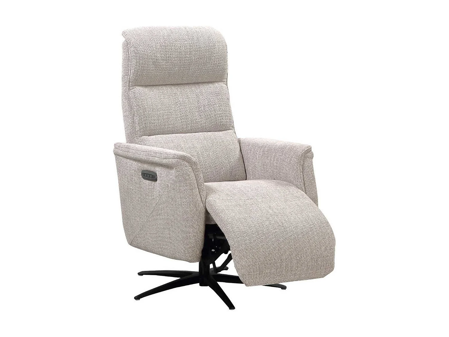 Fauteuil relax électrique pivotant tri-moteur tissu croisé naturel réglable en hauteur - JOHNY