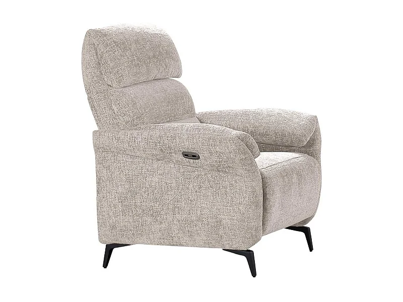 Fauteuil relax électrique tissu maillé ultra doux beige - LAMA
