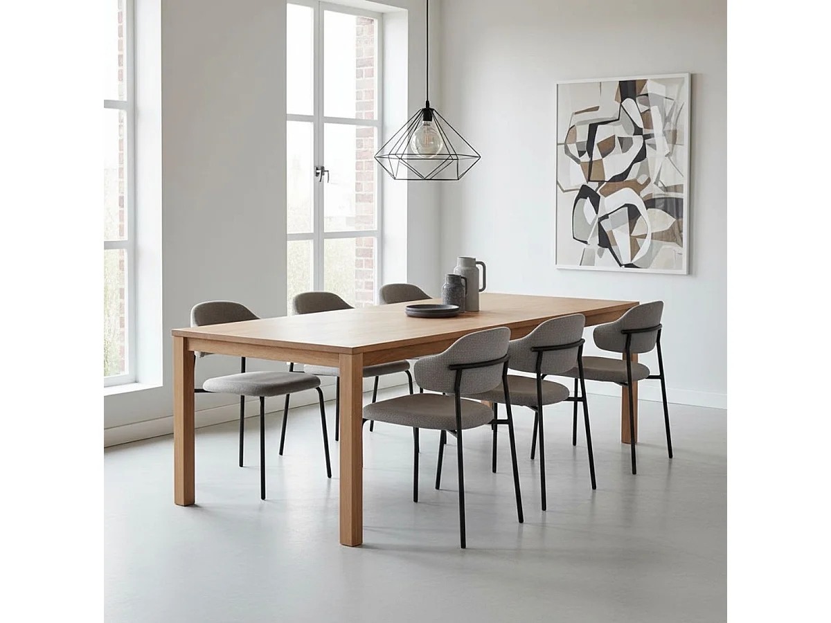 Lot de 4 Chaises vintage en métal avec assise et dossier en tissu chiné taupe - LADERI