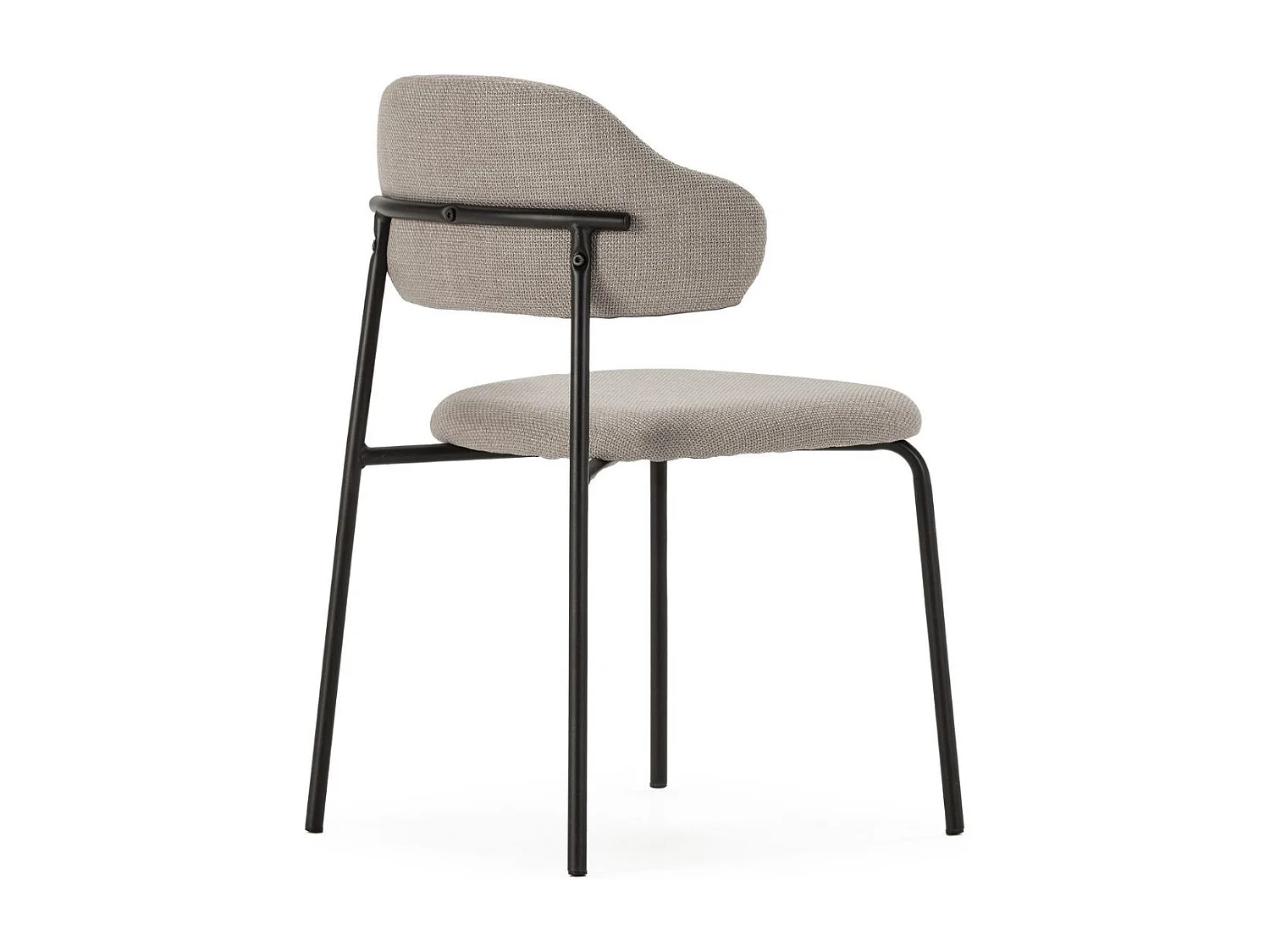 Lot de 4 Chaises vintage en métal avec assise et dossier en tissu chiné taupe - LADERI