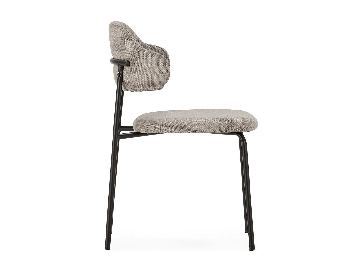 Lot de 4 Chaises vintage en métal avec assise et dossier en tissu chiné taupe - LADERI