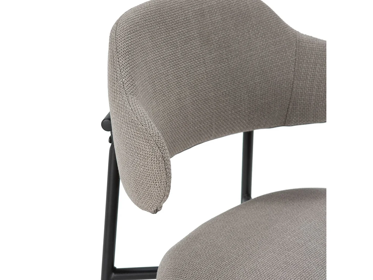 Lot de 4 Chaises vintage en métal avec assise et dossier en tissu chiné taupe - LADERI