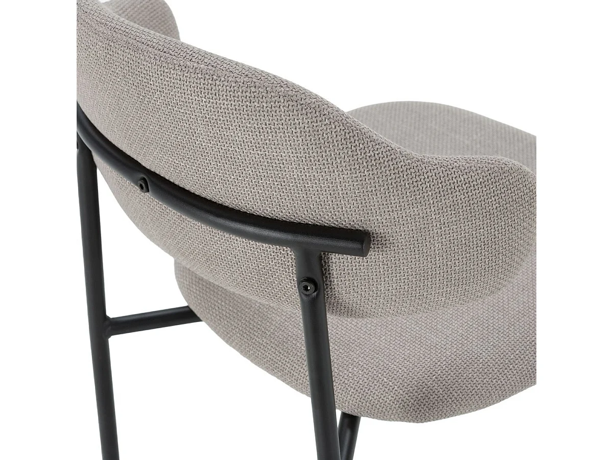 Lot de 4 Chaises vintage en métal avec assise et dossier en tissu chiné taupe - LADERI