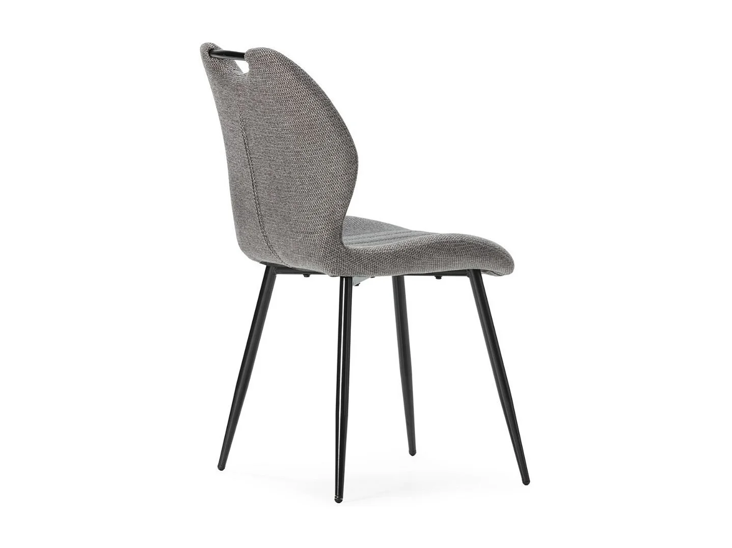 Lot de 4 chaises en tissu polyester maillé gris avec poignée et pieds en métal laqué noir - MILDA
