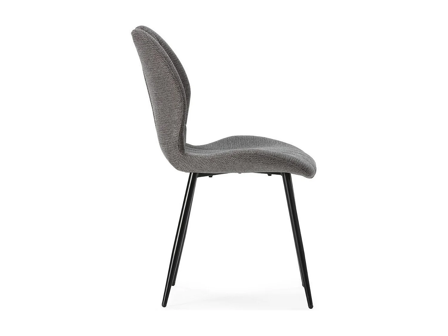 Lot de 4 chaises en tissu polyester maillé gris avec poignée et pieds en métal laqué noir - MILDA