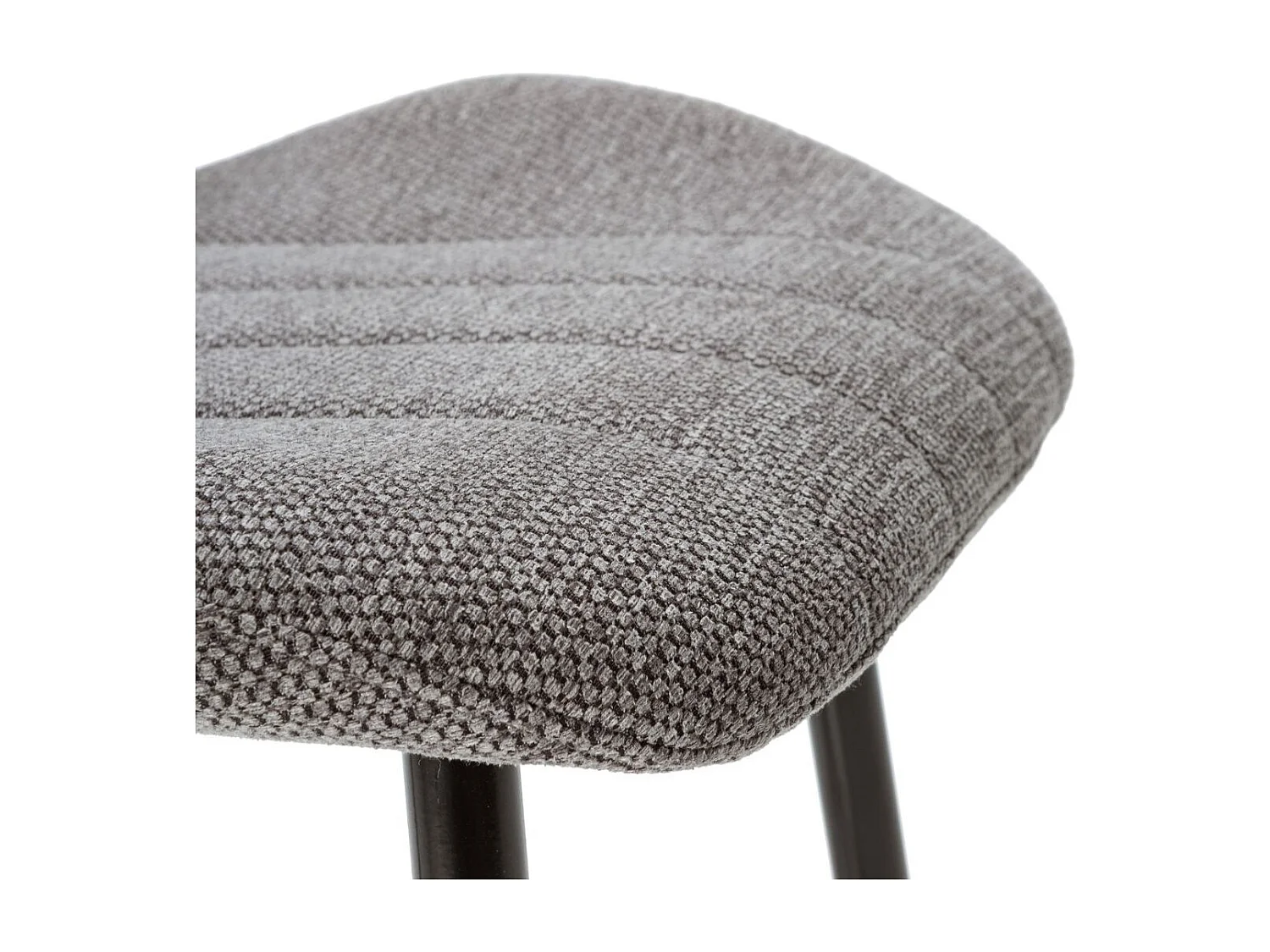 Lot de 4 chaises en tissu polyester maillé gris avec poignée et pieds en métal laqué noir - MILDA