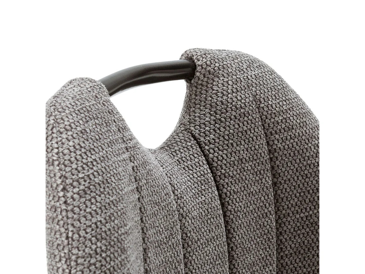 Lot de 2 tabourets de bar en tissu polyester maillé gris avec poignée et pieds en métal laqué noir - MILDA