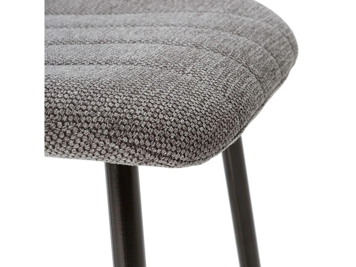 Lot de 2 tabourets de bar en tissu polyester maillé gris avec poignée et pieds en métal laqué noir - MILDA