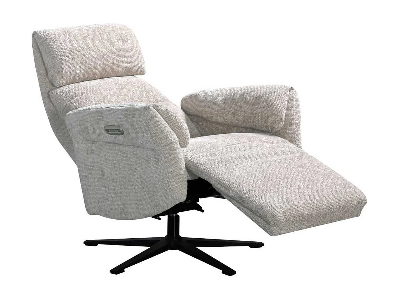 Fauteuil relax électrique pivotant tissu maillé ultra doux beige - LAMA