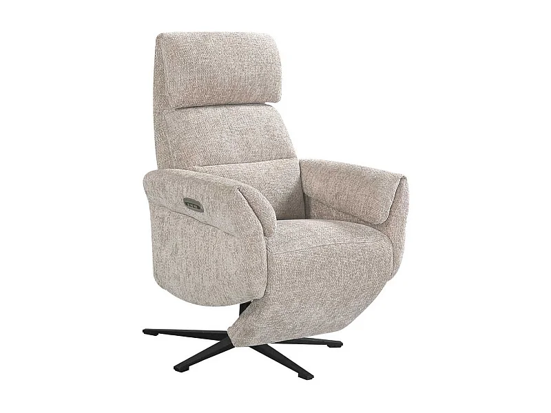 Fauteuil relax électrique pivotant tissu maillé ultra doux beige - LAMA