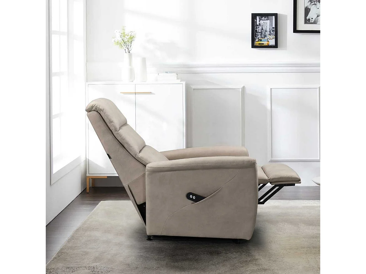 Fauteuil relax électrique releveur mono moteur tissu micro peau mastic - MAGIX