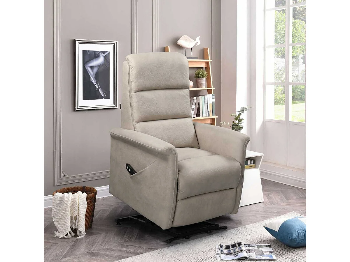Fauteuil relax électrique releveur mono moteur tissu micro peau mastic - MAGIX