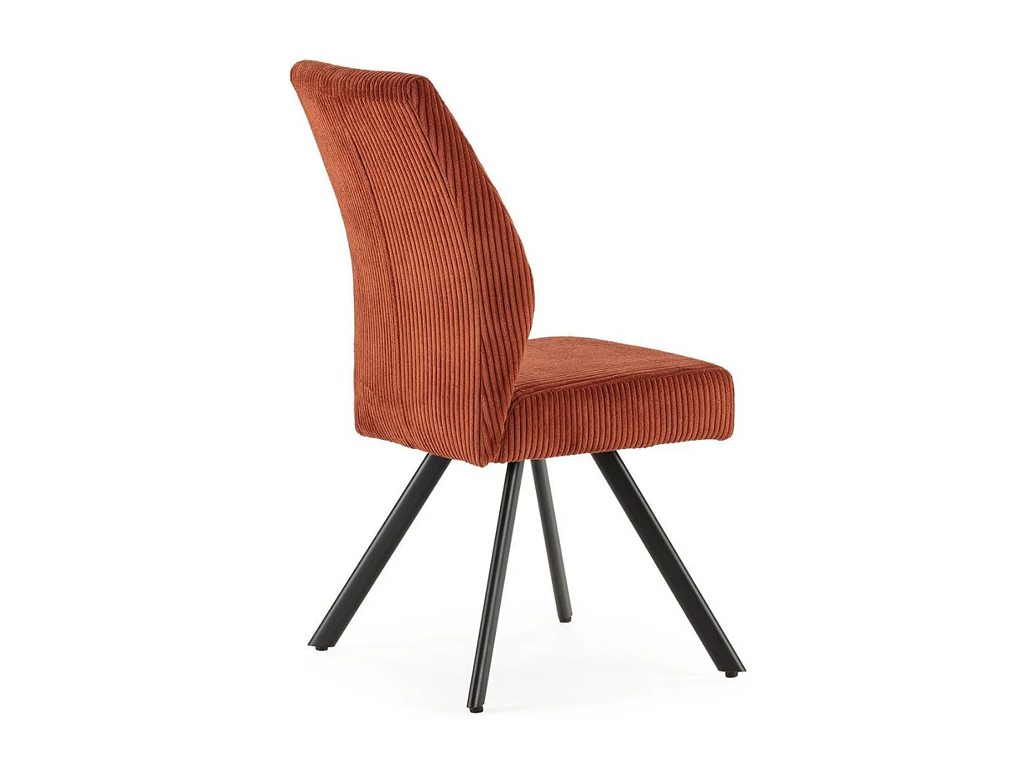 Lot de 6 chaises en velours côtelé et pieds en métal laqué noir coloris rouille - BANIL