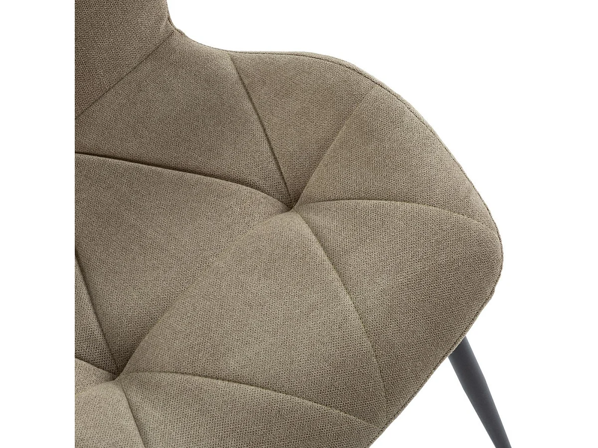 Lot de 4 chaises en tissu polyester doux vert et pieds en métal laqué noir - LUCIANA