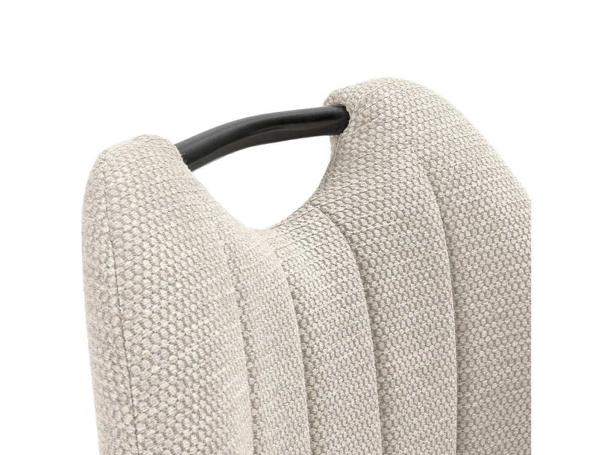 Lot de 2 tabourets de bar en tissu polyester maillé beige avec poignée et pieds en métal laqué noir - MILDA