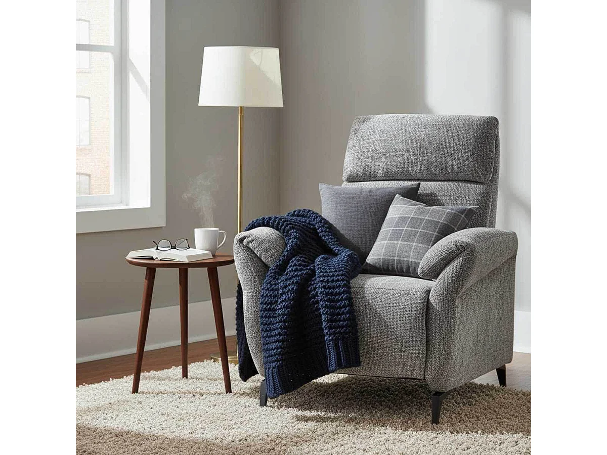 Fauteuil relax électrique tissu maillé ultra doux gris - LAMA