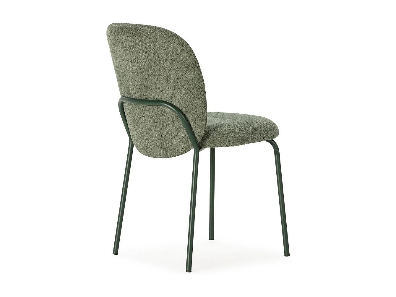 Lot de 2 chaises en tissu polyester doux vert et pieds en métal laqué noir - DARRIS