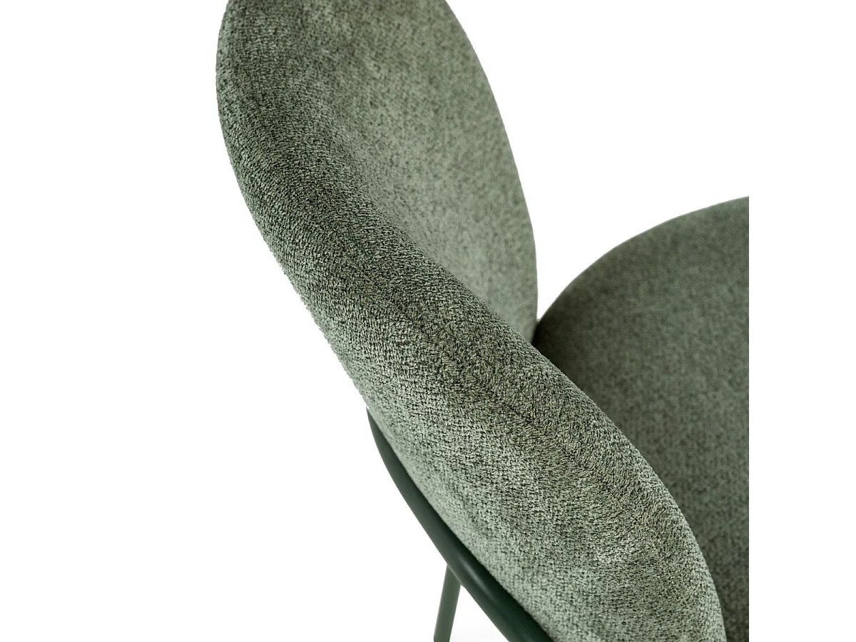 Lot de 2 chaises en tissu polyester doux vert et pieds en métal laqué noir - DARRIS