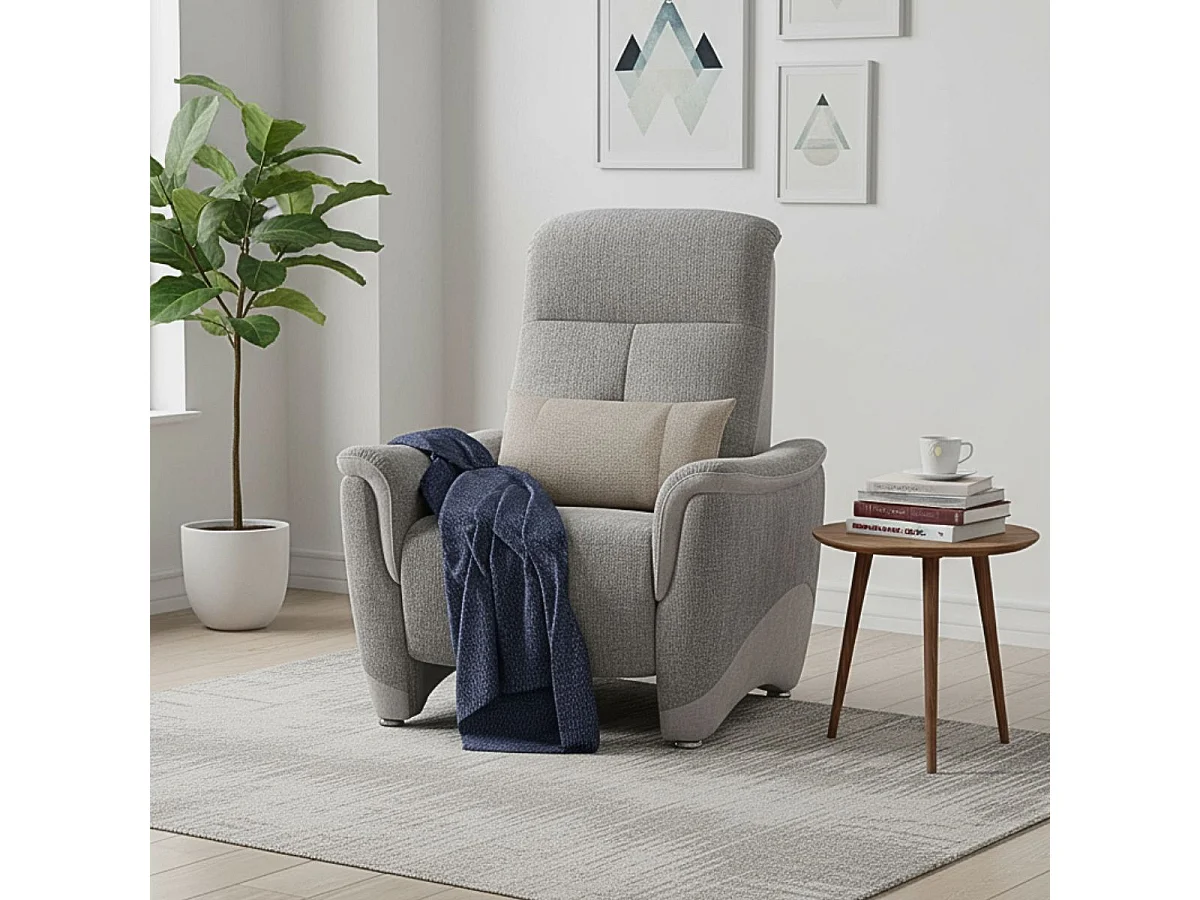 Fauteuil fixe tissu maillé ultra doux bicolore gris - AUSTRAL