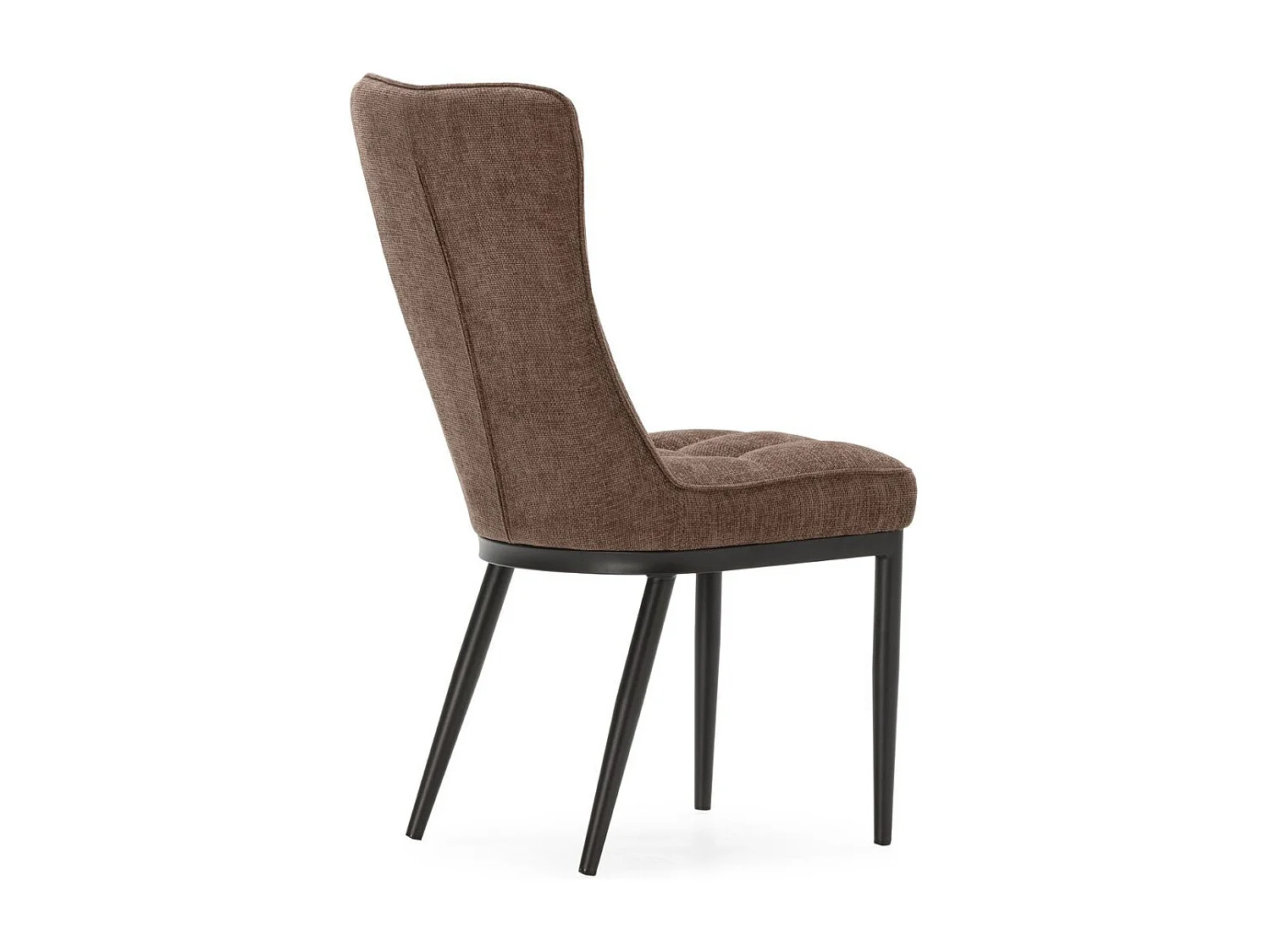 Lot de 2 chaises en tissu polyester doux chocolat et pieds en métal laqué noir - DAMYAN