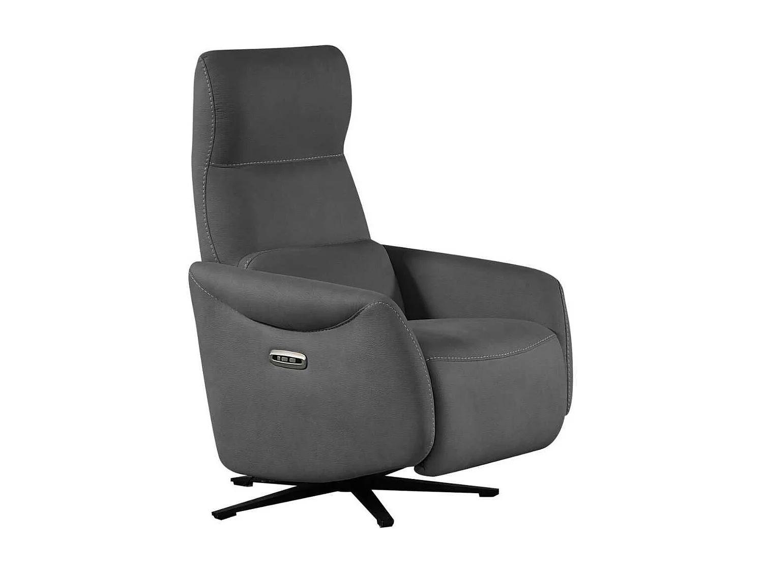 Fauteuil relax électrique pivotant tissu micro peau ultra doux gris foncé - SMALK
