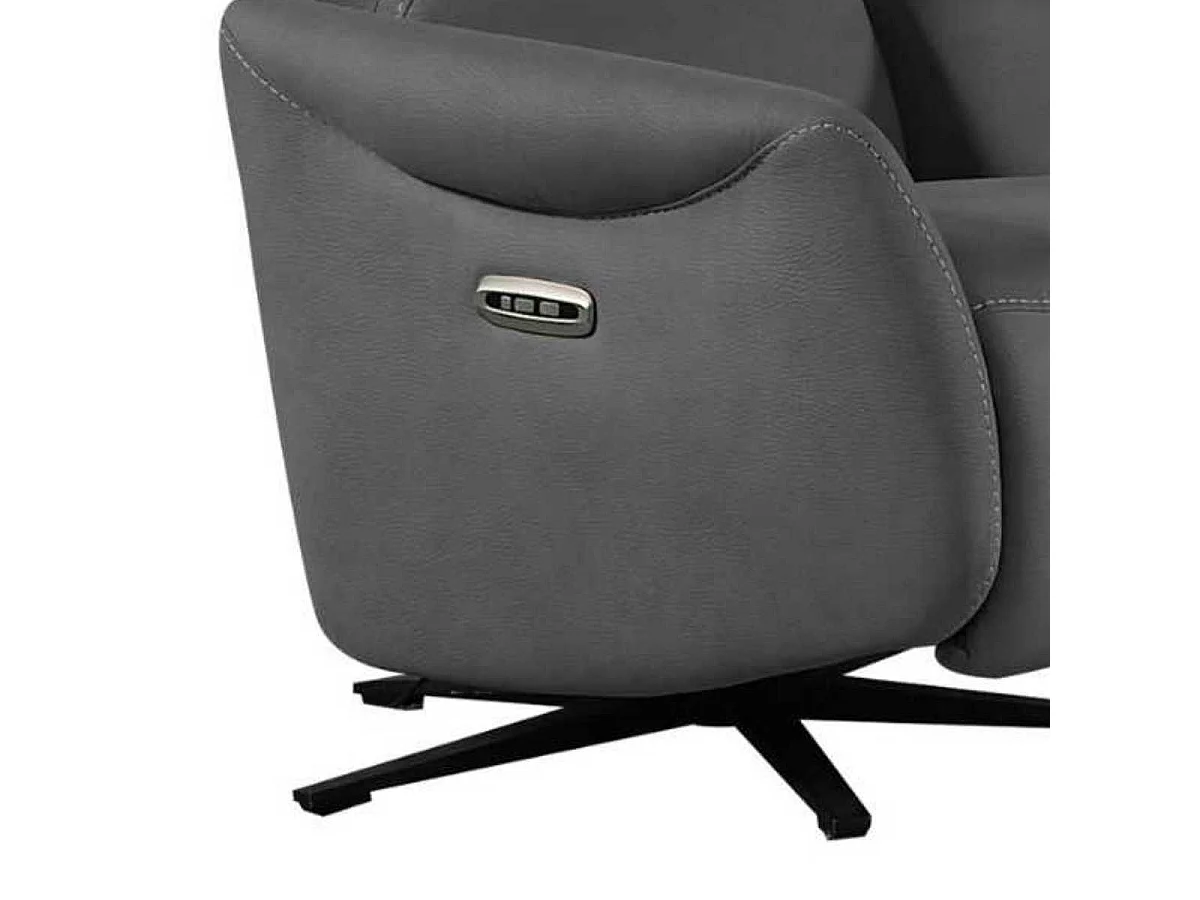 Fauteuil relax électrique pivotant tissu micro peau ultra doux gris foncé - SMALK