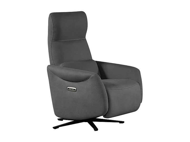 Fauteuil relax électrique pivotant tissu micro peau ultra doux gris foncé - SMALK