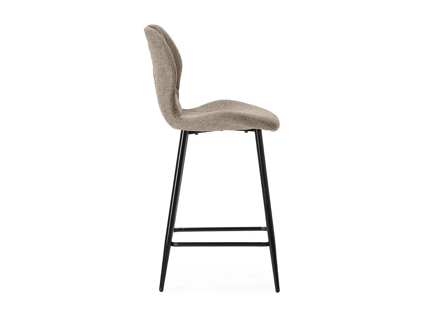 Lot de 2 tabourets de bar en tissu polyester maillé brun avec poignée et pieds en métal laqué noir - MILDA