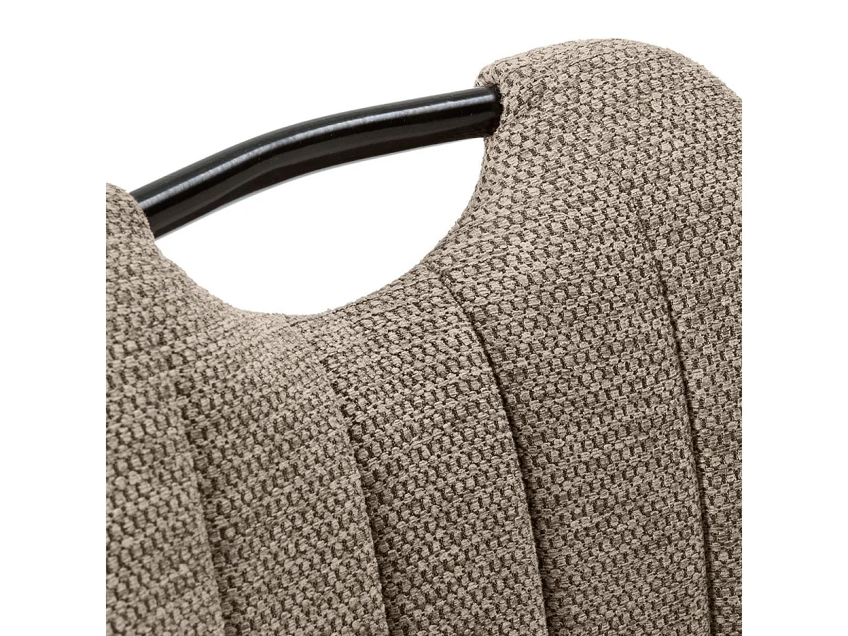 Lot de 2 tabourets de bar en tissu polyester maillé brun avec poignée et pieds en métal laqué noir - MILDA