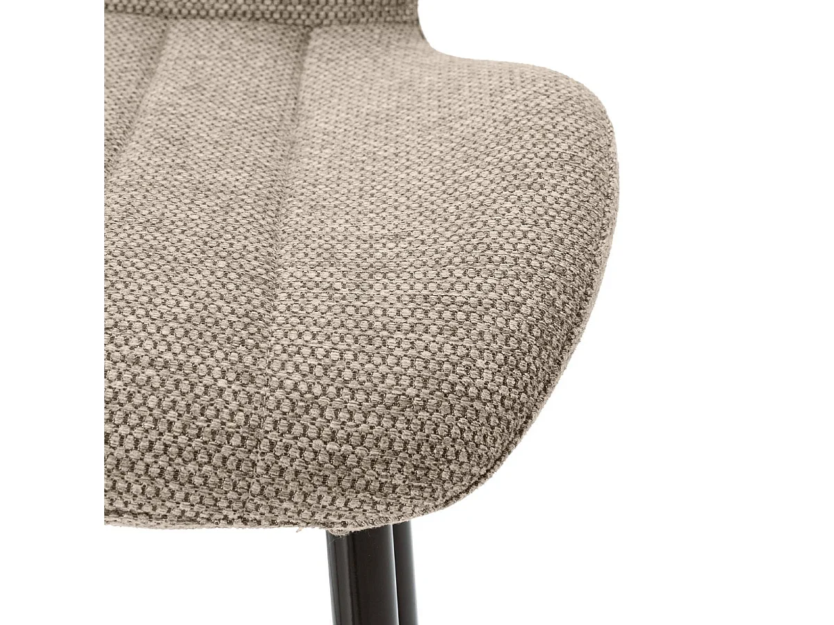 Lot de 2 tabourets de bar en tissu polyester maillé brun avec poignée et pieds en métal laqué noir - MILDA