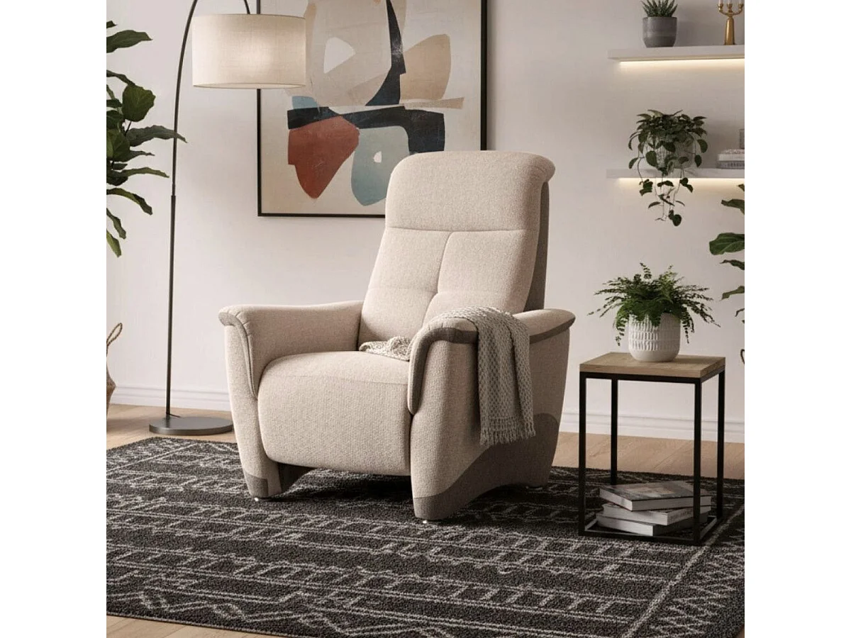 Fauteuil fixe tissu maillé ultra doux bicolore beige - AUSTRAL