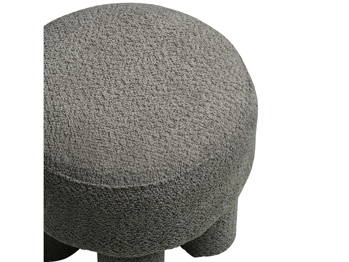Pouf design 4 pieds en Tissu Bouclé gris - MADELON