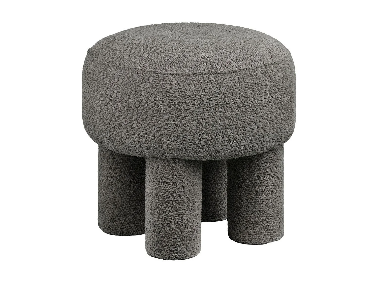 Pouf design 4 pieds en Tissu Bouclé gris - MADELON