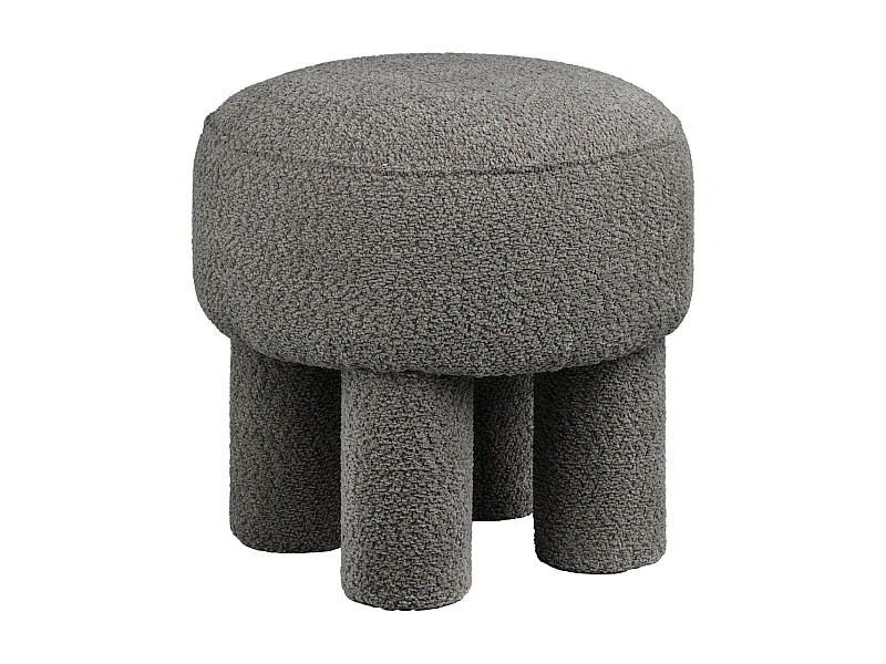Pouf design 4 pieds en Tissu Bouclé gris - MADELON