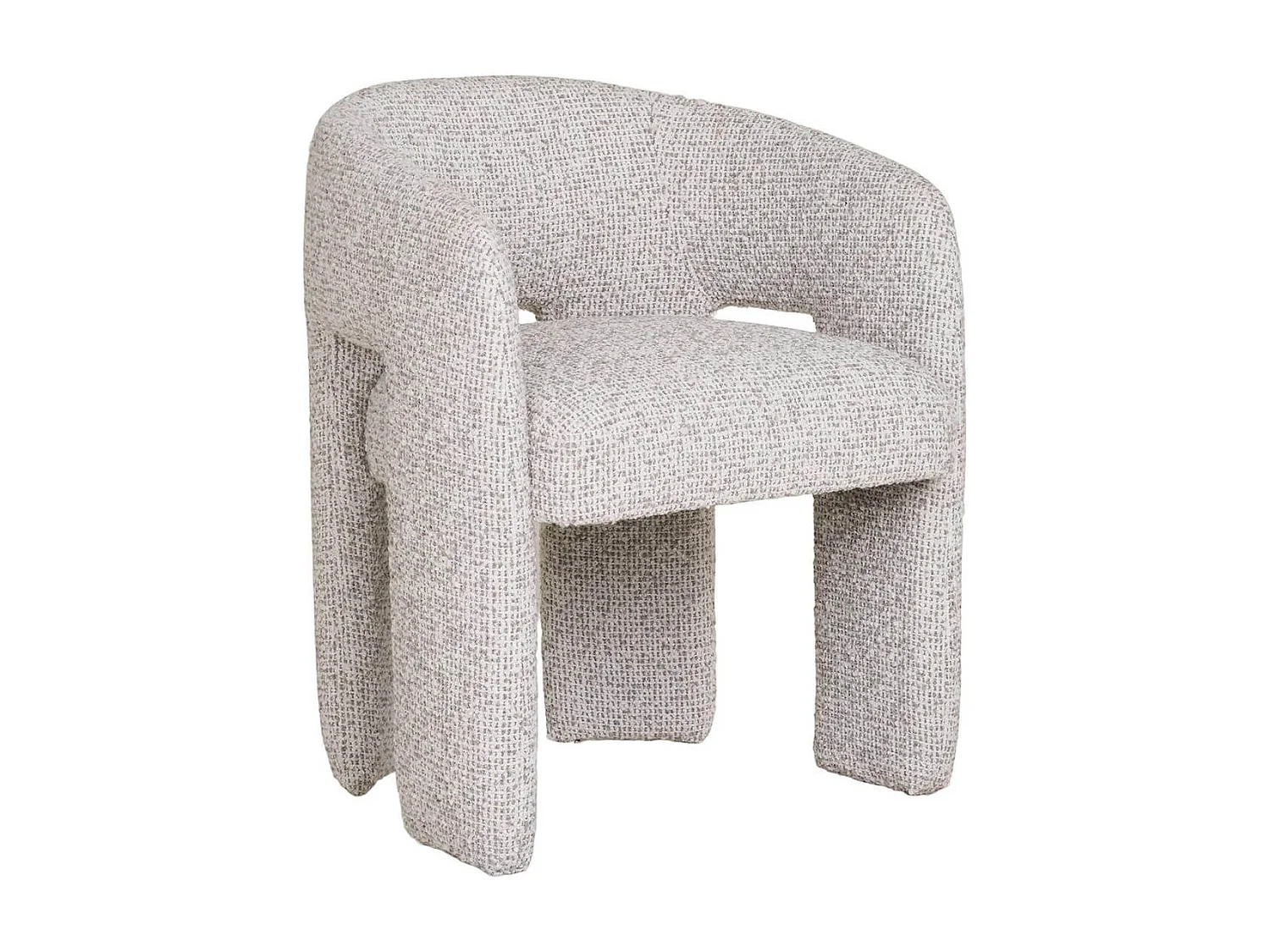 MARYLIN - Fauteuil design assise et pieds en tissu blanc chiné gris